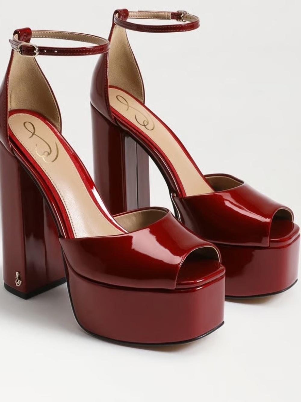 Sam Edelman Kori (RARE COLOR) Holly Red Patent Platform Heels 9 M